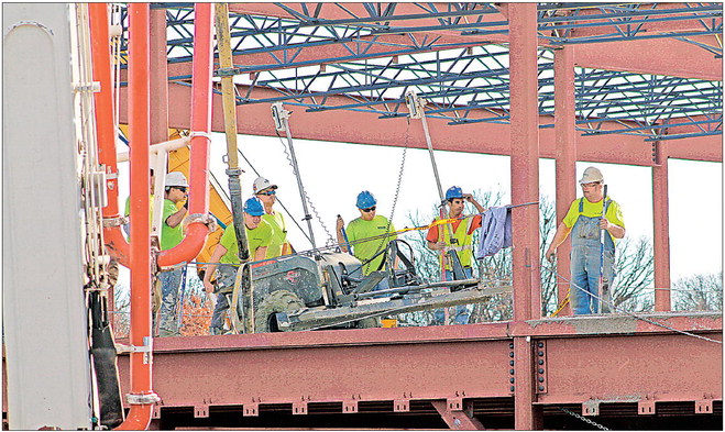 Crew pours second floor concrete at new middle school