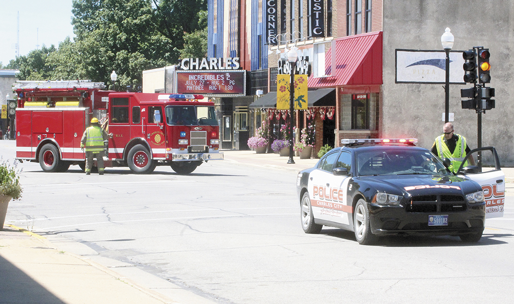 Gas line ruptured downtown Charles City