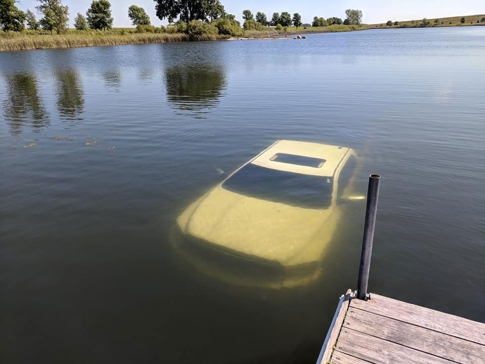 Truck rolls into Rudd Lake; no one injured