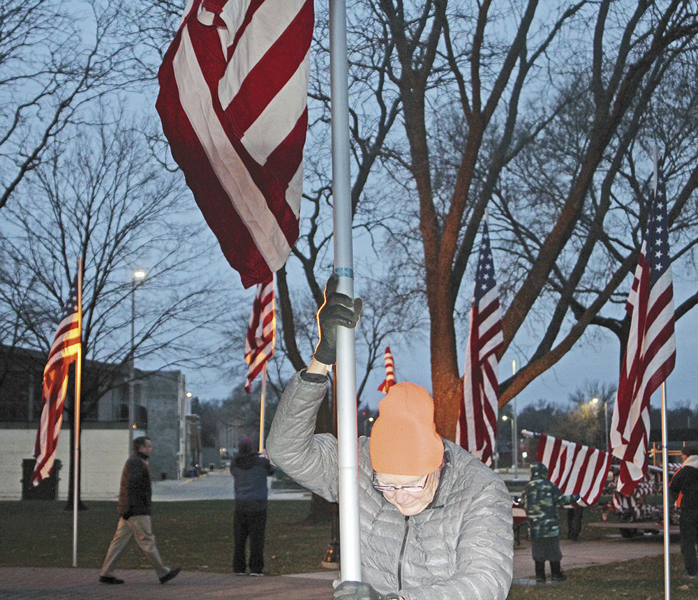 Lions raise flags on Veterans Day