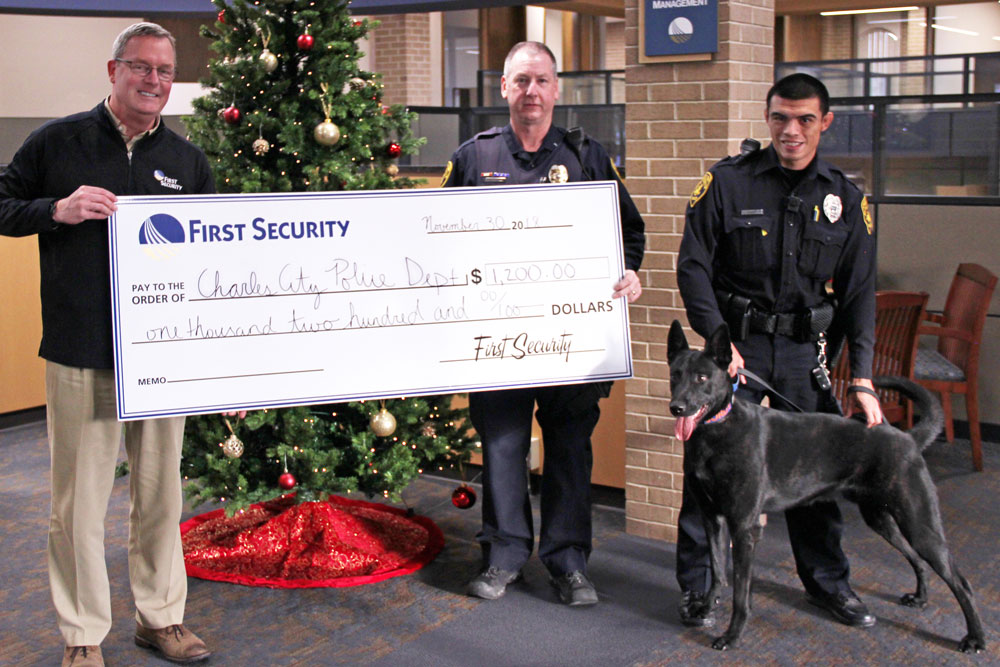 First Security donates to Charles City Police K-9 support