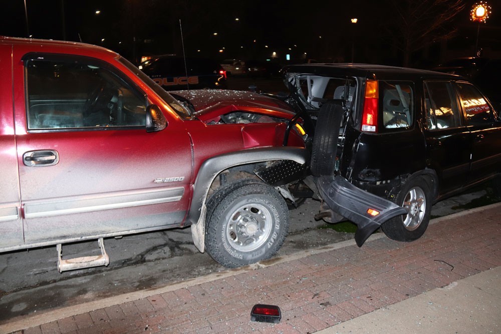 Chain reaction accident totals three cars in front of Charles Theatre