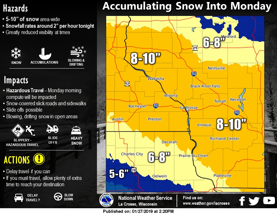 Heavy, blowing snow through Monday, followed by dangerous cold