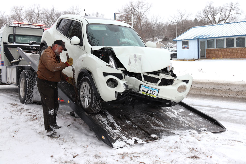 One-vehicle accident on South Grand totals car