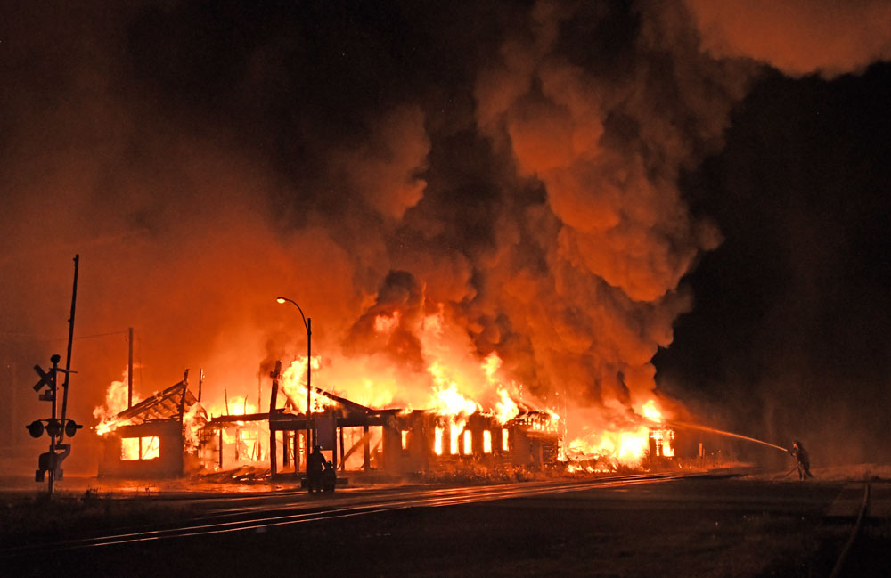 Massive blaze destroys lumber business in Greene