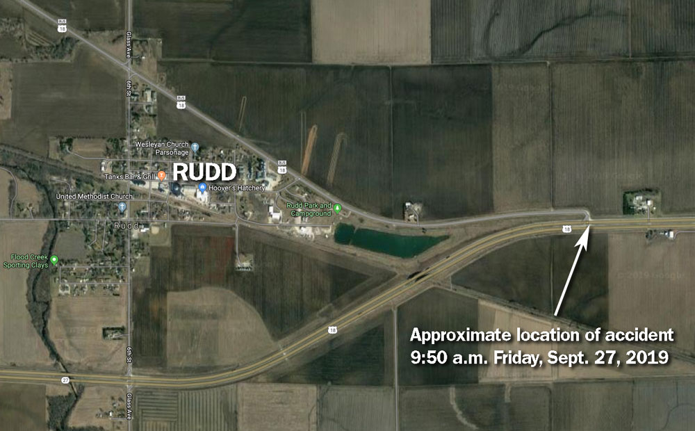 Minor injuries in two-vehicle accident near Rudd Friday morning
