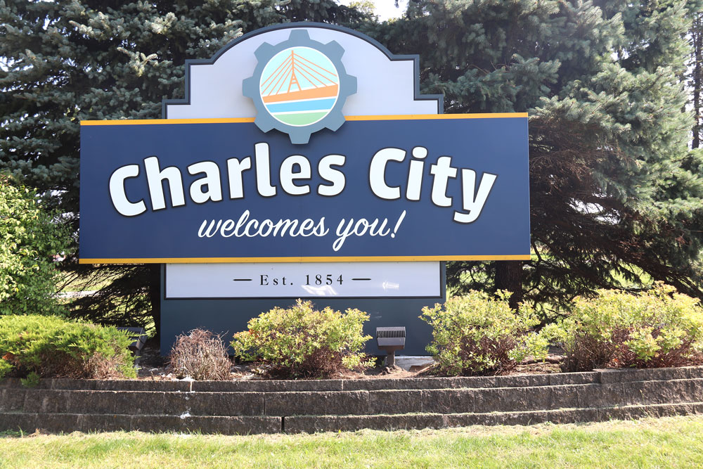 Four Charles City welcome signs in place at entrance points