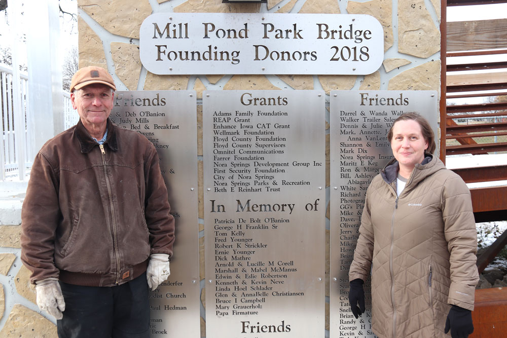 Nora Springs Mill Pond Bridge now has pathway system to walk along river