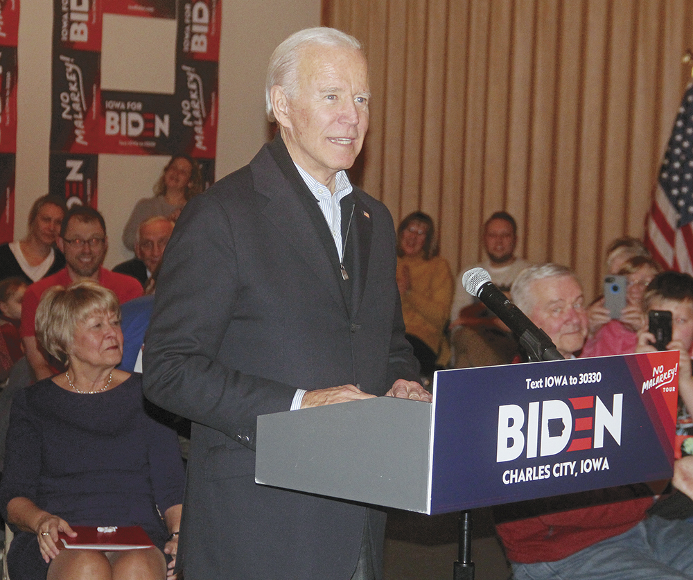 Biden cites experience at Charles City campaign stop