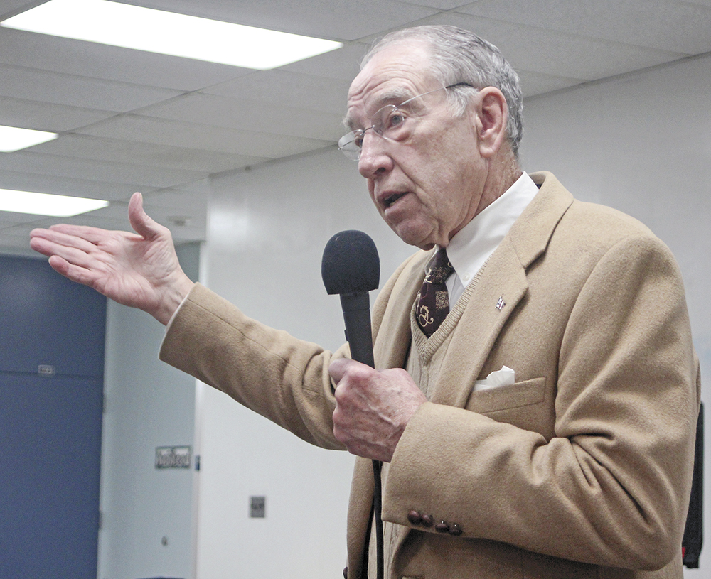 CCHS students question Grassley at Charles City visit