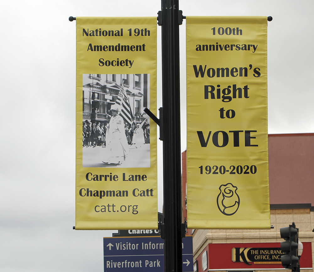 New banners celebrate 100th anniversary of women’s right to vote