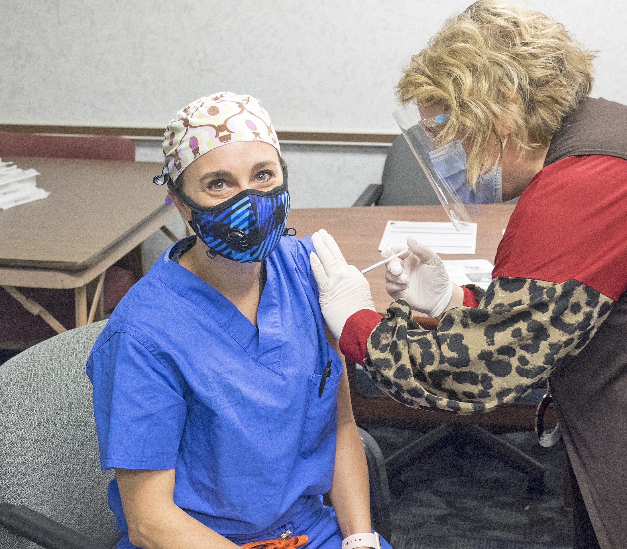 Floyd County Medical Center staff receiving COVID-19 vaccine