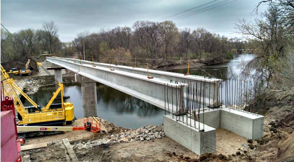 Replacement Charley Western Trail Bridge construction now crosses the Cedar River