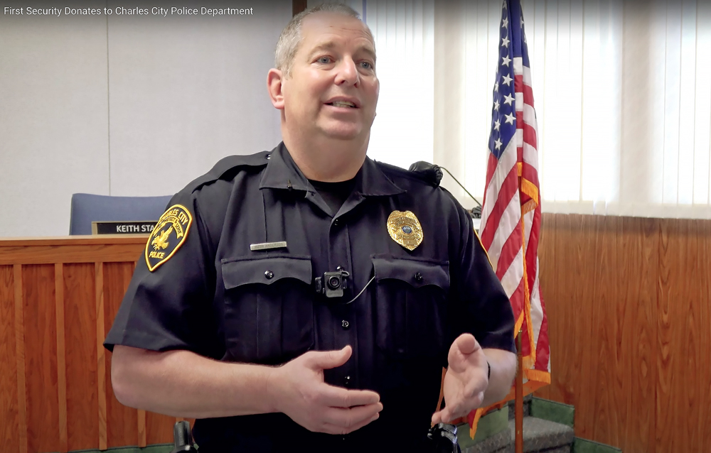 Bank donation helps complete Charles City police body cam fund drive