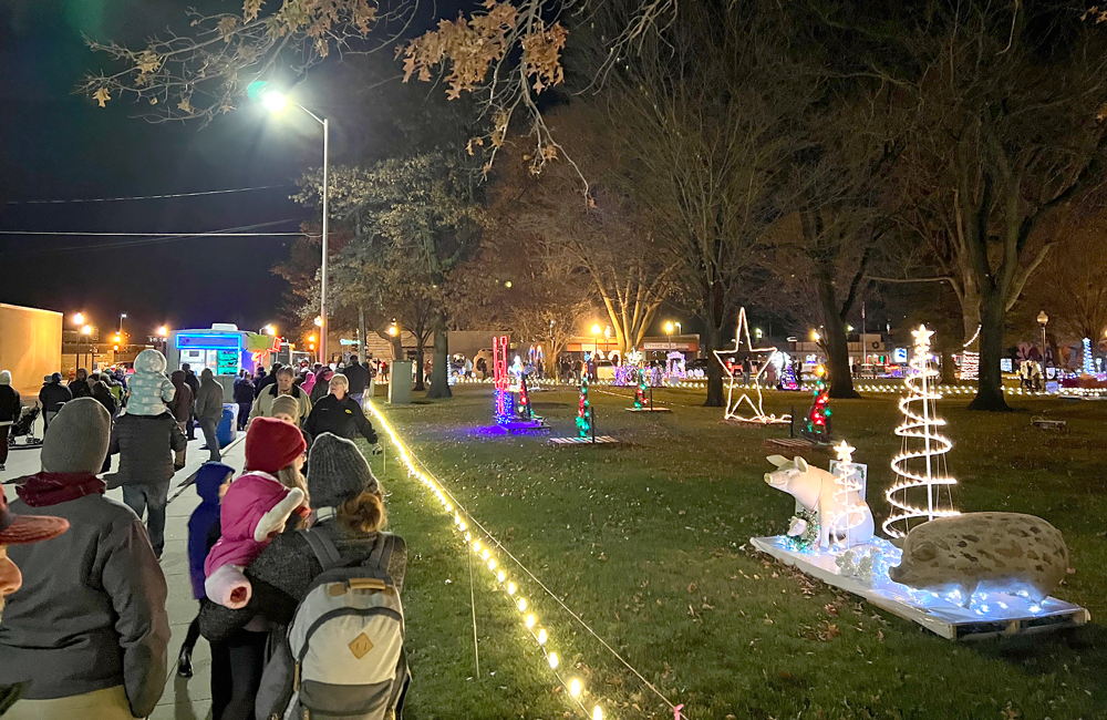 Christmas displays in Central Park, fireworks off Main Street Bridge