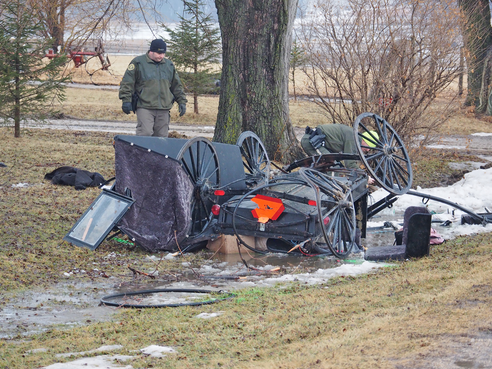 Updated: Six injured when pickup hits Mennonite buggy west of Colwell