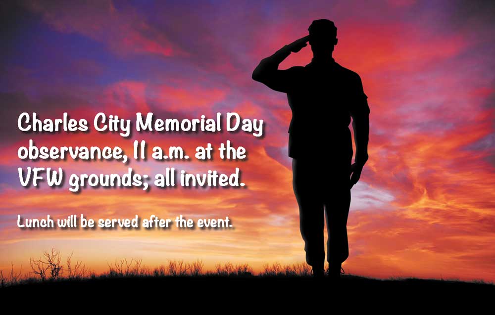 Charles City Memorial Day observance will be 11 a.m. at VFW grounds