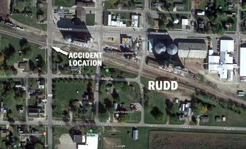 Mason City woman taken to hospital after car is struck by train in Rudd