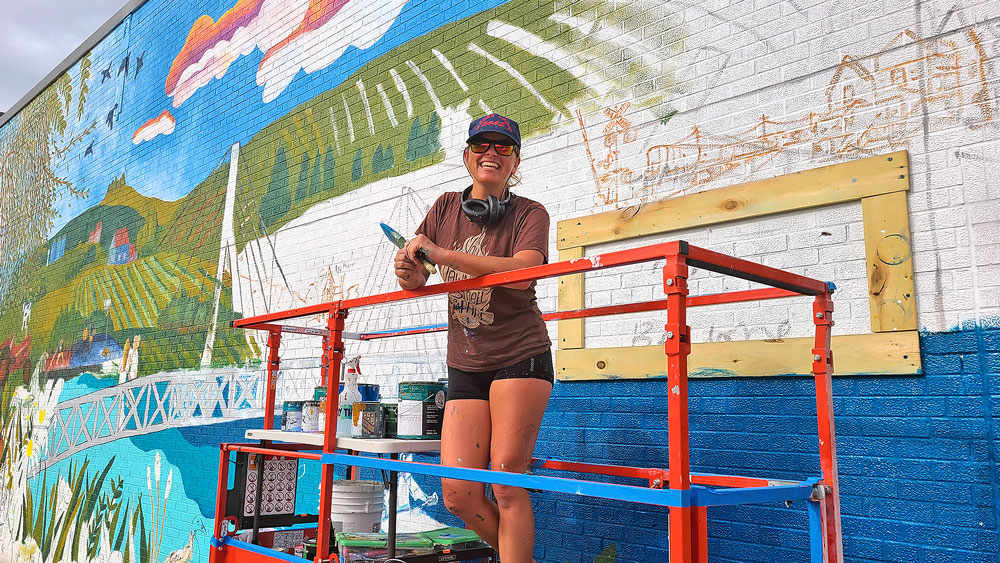 Downtown Charles City mural moving along Downtown Charles City mural moving along