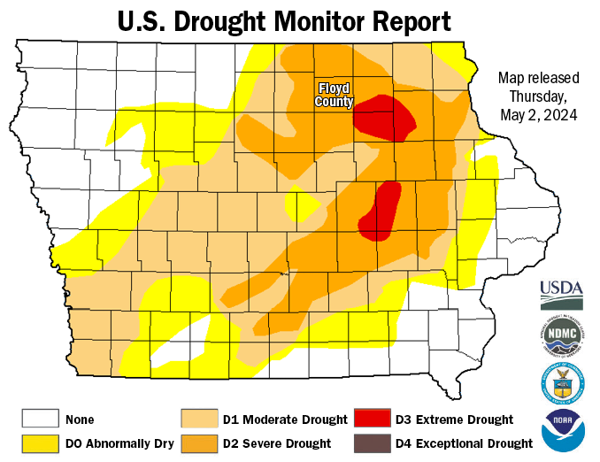 April rains push Floyd County out of ‘extreme’ drought category