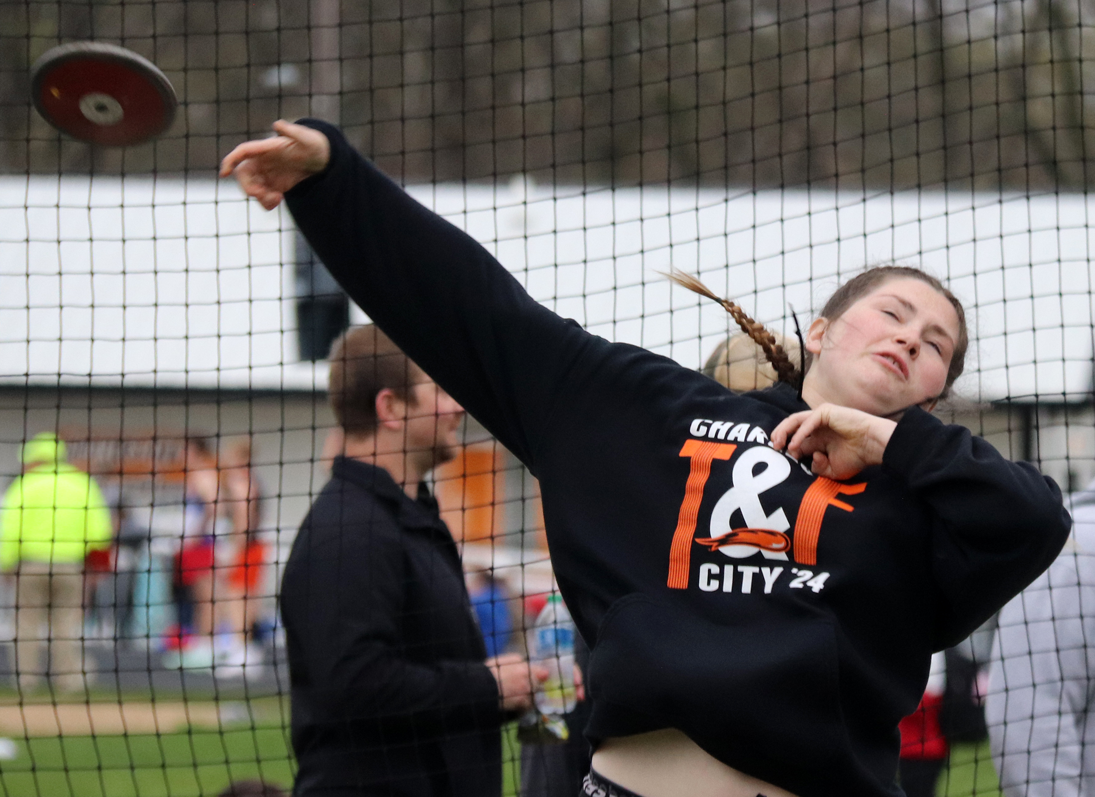 Leah Stewart breaks another long-time school throwing record at NEIC T&F Meet
