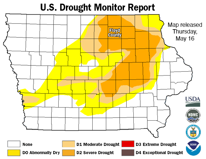 Less than a third of Iowa now has has drought